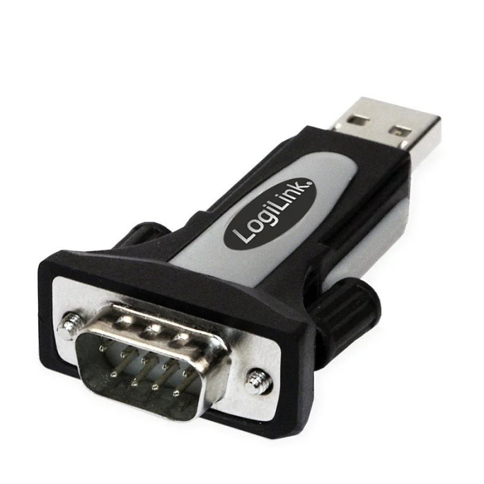 ADAPTOR USB LOGILINK USB 2.0 (T) la Serial DB9M (9-pin)(RS232)(T) negru cu argintiu AU0034