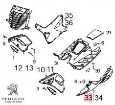 Carena laterala stanga podea originala Peugeot Speedfight - Speedfight 2 - Speedfight - WRC - X-Race - X-Team 2T 50-100cc (gri inchis) foto