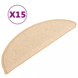 Cumpara ieftin Covorase pentru scari, 15 buc., 65x21x4 cm, crem, semirotunde, mari
