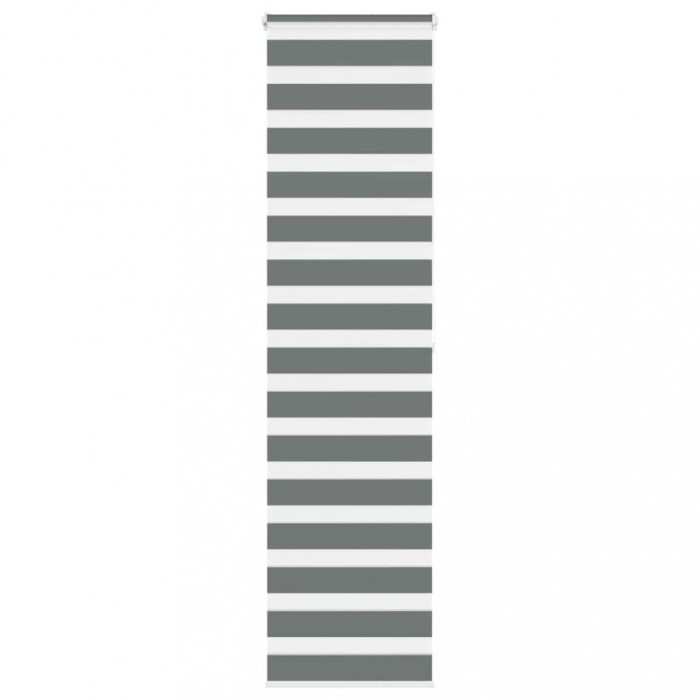 Jaluzea tip zebra gri &icirc;nchis lățime țesătură 55,9 cm poliester