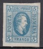 ROMANIA 1865 LP 16 A.I. CUZA EFIGIA DOMNITORULUI IN OVAL 5 PARALE ALBASTRU GUMA ORIGINALA SARNIERA, Nestampilat