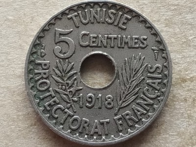 TUNISIA-5 CENTIMES 1918 foto