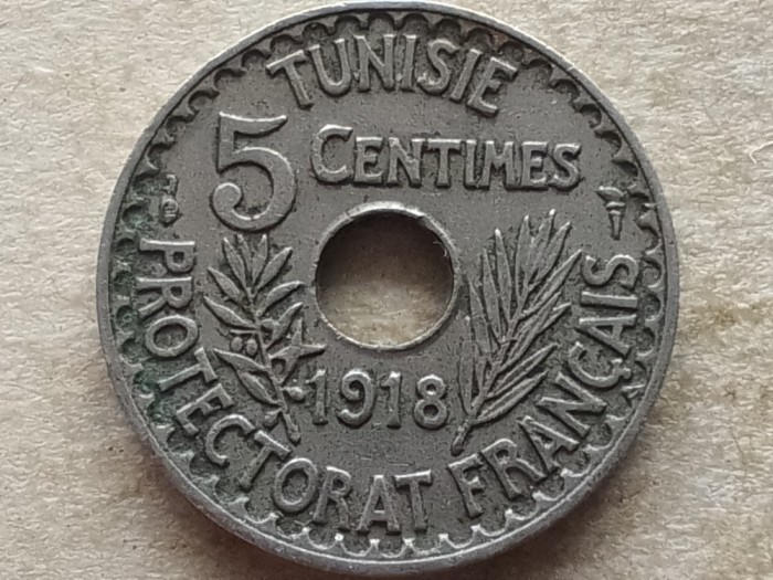 TUNISIA-5 CENTIMES 1918