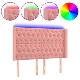 Cumpara ieftin Tablie de pat cu LED, roz, 163x16x118/128 cm, catifea