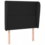 Cumpara ieftin Tablie de pat cu aripioare, negru, 93x23x118/128 cm, piele eco