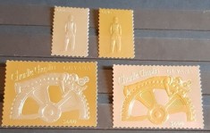 GUYANA CHARLIE CHAPLIN SET COMPLET 4 VALORI AUR SI ARGINT MNH