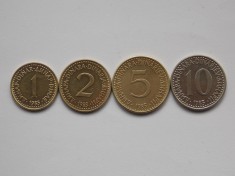 LOT 4 MONEDE IUGOSLAVIA 1-2-5-10 DINARI-1983-1985 foto