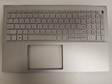 Carcasa superioara cu tastatura palmrest Laptop, Dell, Inspiron 15 5505, P102F, P102F004, 6XCC3, 06XCC3, 442.0KU05.0002-1, iluminata, argintie, layout