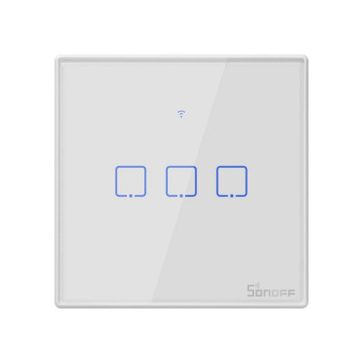 Intrerupator Smart Touch WiFi + RF 433 Sonoff T2 EU TX, 3 canale foto