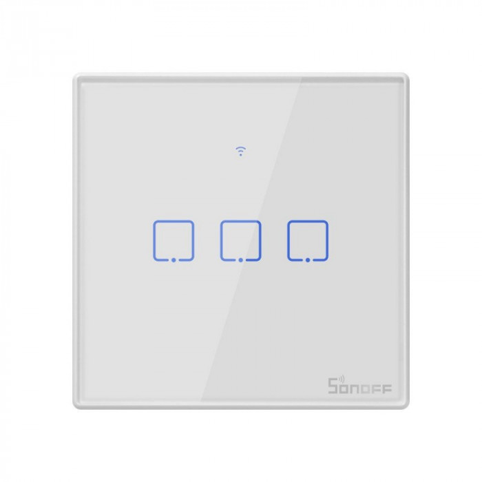 Intrerupator Smart Touch WiFi + RF 433 Sonoff T2 EU TX, 3 canale