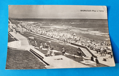 Carte Postala circulata veche RPR - Eforie Sud - Plaja si faleza foto