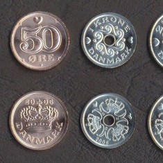 DANEMARCA █ SET DE MONEDE █ 25, 50 Ore, 1, 2 Kroner █ 2006 █ UNC