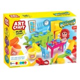 Set plastilina cu 5 borcane, 30 de accesori pentru bucatarie, pentru copii +3 ani, Oem