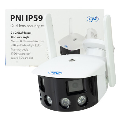 Resigilat : Camera supraveghere video PNI IP590, wireless, cu IP, Dual lens, 2 x 2 foto