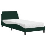 Cumpara ieftin Pat cu saltea, Dover, verde inchis, 90x200 cm, catifea