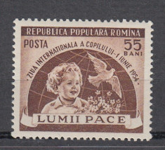 ROMANIA 1955 LP 369 ZIUA INTERNATIONALA A COPILULUI SARNIERA foto