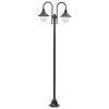 VidaXL St&acirc;lp cu lumini de grădină E27 220 cm, aluminiu 2 lămpi, verde
