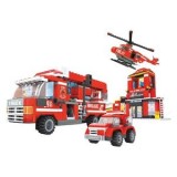 Set de Construcție Stație de Pompieri, 709 piese, Plastic, Roșu, CMCLASS