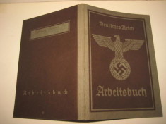 7388-Carte munca Deutches Reich-swastika-stare foarte buna. foto