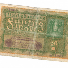 Bancnota Germania 50 mark/marci 1919, circulata, stare buna