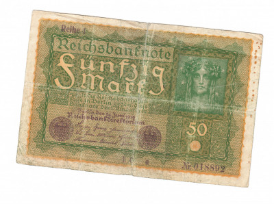 Bancnota Germania 50 mark/marci 1919, circulata, stare buna foto