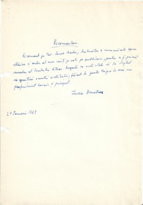 A3603N Lucia Demetrius, act scris și semnat olograf, 1969 foto