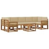 vidaXL Set de canapele de exterior 8 pcs Natural și Bej Poliester 3385079