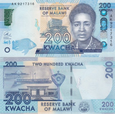 Malawi 200 Kwacha 2016 UNC foto
