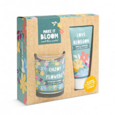 Set cadou MAKE IT BLOOM - FLOWER POWER (lumanare parfumata + gel dus)