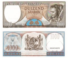 Suriname 1 000 1000 Guldeni 1963 P-124 UNC foto