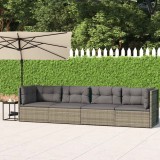 Cumpara ieftin Set mobilier de grădină cu perne, 4 piese, gri, poliratan