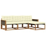 vidaXL Set de canapele de exterior cu pernă 4 pcs Natural și Crem 3381338