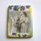 Ingeri de copii imagine alb negru si flori multicolorare, magnet decoratiune frigider 23511