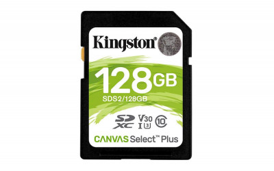 Sd card kingston 128gb canvas select plus clasa 10 uhs-i r/w 100/85 mb/s format: exfat foto