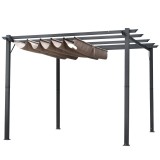 Cumpara ieftin Pergola pentru gradina/terasa, retractabila, cadru aluminiu, gri si maro, 3x3x2.23 m, ART