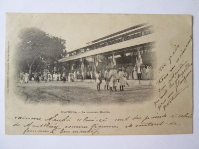Rara! Madagascar-Majunga/Mahajanga-Piata noua,carte postala scrisa circa 1900 foto