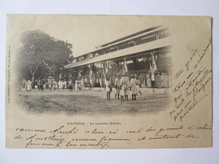 Rara! Madagascar-Majunga/Mahajanga-Piata noua,carte postala scrisa circa 1900
