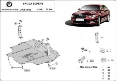 Scut motor metalic Skoda Superb 2008-2015 foto