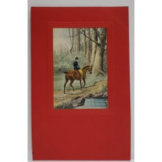 TANARA CALARIND PE MALUL UNUI LAC , DESEN , CARTE POSTALA ILUSTRATA , EMBOSATA , 1908