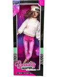 Papusa Fashion Girl cu accesorii outfit alb roz