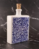 Sticla Ceramica Patrata Ulei/Otet Albastra, Pictata Manual, 400ml - Oliviera Decorativa Tradizan