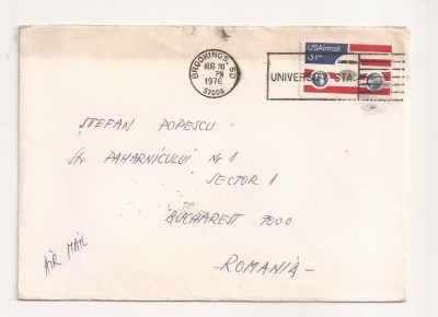 FD12 - Plic Circulat international SUA - Romania , 1976 foto