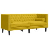 Cumpara ieftin Canapea Chesterfield cu pernute/2 locuri, galben, catifea
