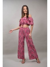 COMPLEU PANTALON CU TOP CROP VOLANE ANIMAL PRINT SERAFINO Roz S-M