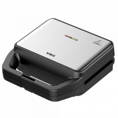 Sandwich maker Samus SDG-800X, 800 W, Placi interschimbabile grill si waffe, Anti-aderente, Inox/Negru