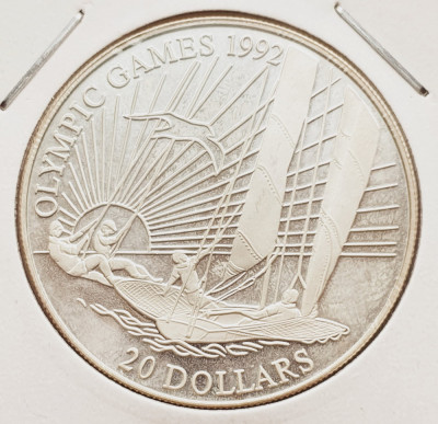 1449 Kiribati 20 Dollars 1992 Barcelona Olympics - Sailing km 17 argint foto