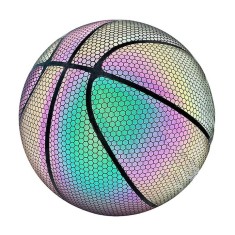 Minge reflectorizanta de baschet, diametru 24 cm, din piele sintetica, multicolor