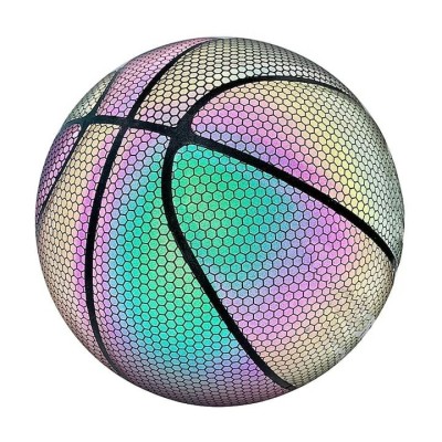 Minge reflectorizanta de baschet, diametru 24 cm, din piele sintetica, multicolor foto
