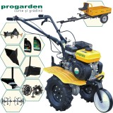 ProGARDEN Pachet Campo 703 Motocultor 7CP + Remorca RM500C + Plug simplu + 2xPlug bilonat/rarita + Adaptor + 2 Roti metalice 350x6 + 2L Ulei