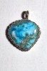 B337. Pandantivul Natural Inimioara de Larimar, fir metalic Argintiu, Bleu, 3cm, RavariuArt